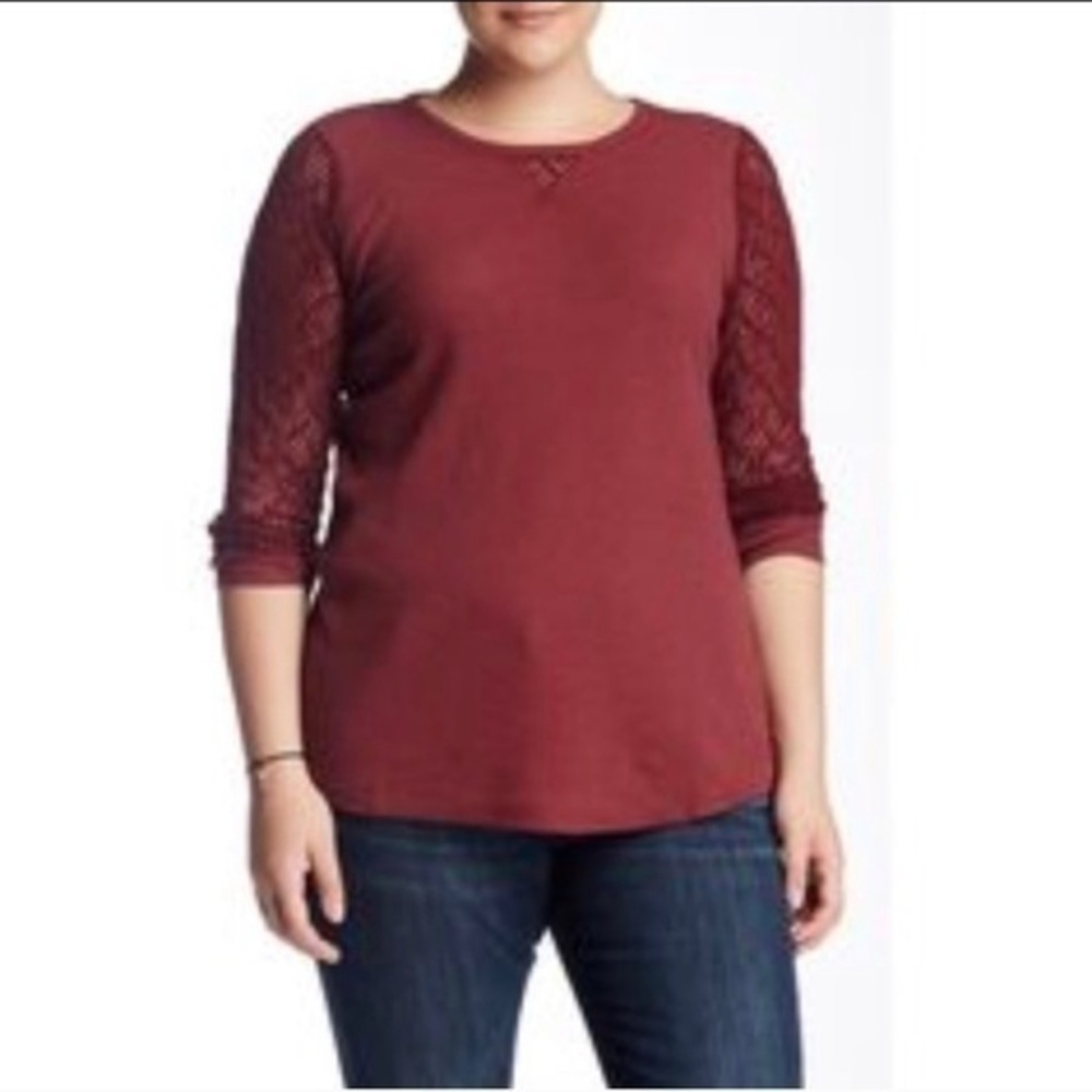 Lucky Brand Crotchet Sleeve Thermal Top